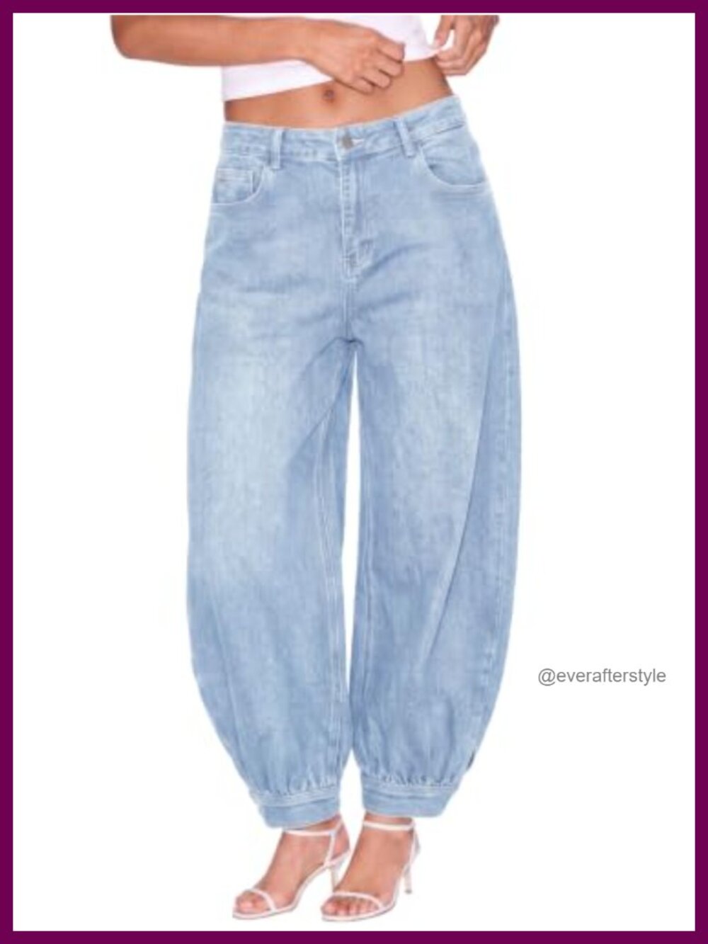Barrel Balloon Baggy Jeans Wide Leg Denim Cuffed Relaxed Fit Jogger